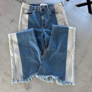 Cello Denim and Cream Wide Leg Jeans